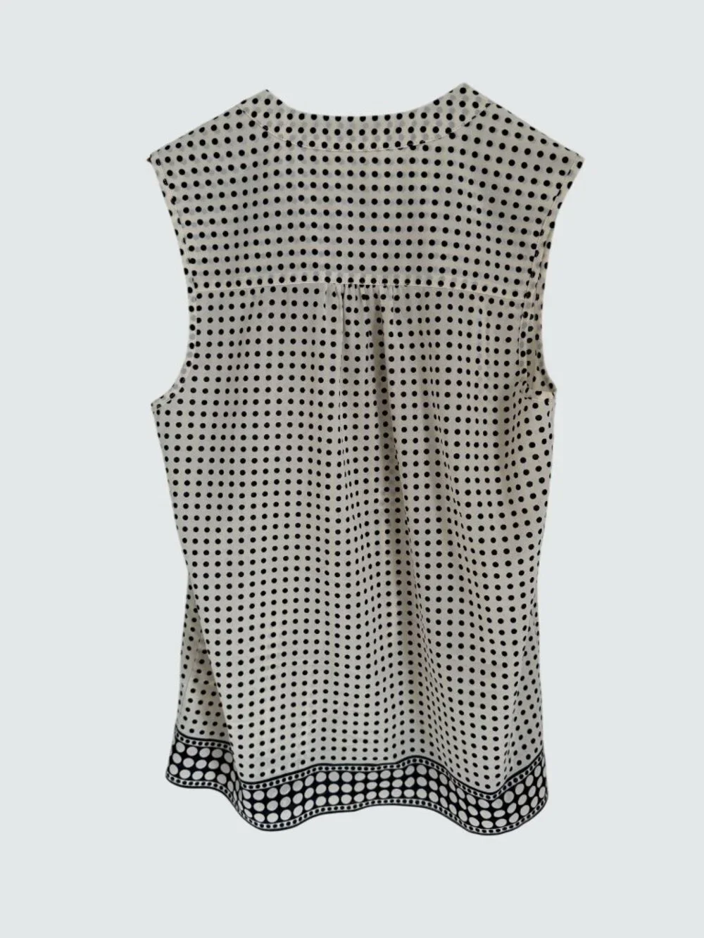 J. Crew Sleeveless Polka Dot Blouse Size 2 Black & White 100% Polyester Womens L - Picture 6 of 7